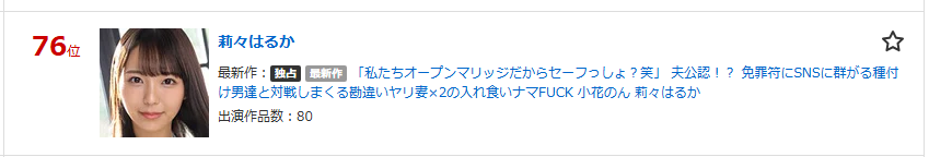 RiriHaru_Intl's tweet photo. ㊗️莉々はるか　FANZA動画 8 月月間AV女優 76 位にランクイン！  #莉々はるか
Riri Haruka is ranked 76th in the FANZA (Streaming)  JAV Actress Monthly Ranking of Aug 2026!   #RiriHaruka
莉々はるか在 8 月的FANZA動畫月間AV女優排名中排 76位！   #莉莉流花 https://t.co/wjcxUNe45J
