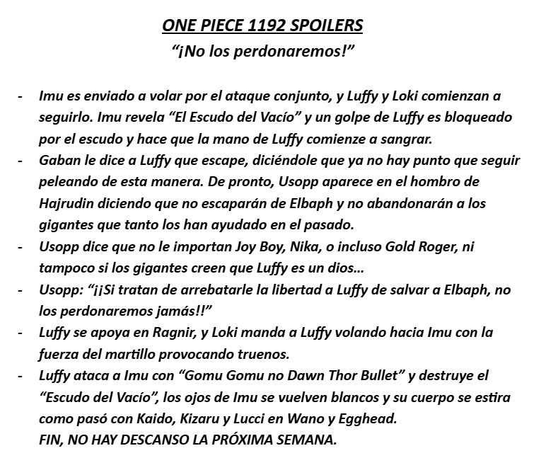 BigNewsOP's tweet photo. #ONEPIECE1192 PRIMEROS SPOILERS

Gracias a Pew https://t.co/XzDzHUlEIs