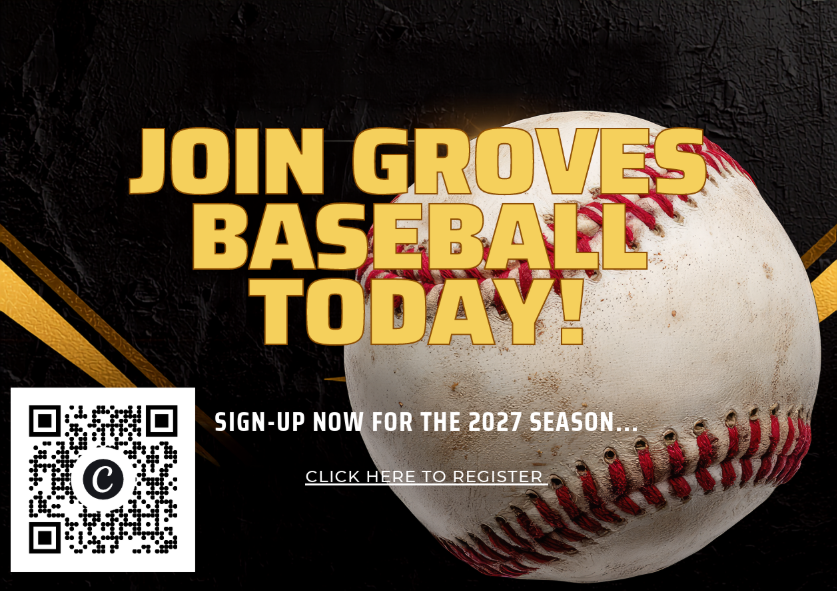 GrovesRebels's tweet photo. ⚾ Ready to play? Groves Baseball is signing up players for the 2027 season! Register today! https://t.co/oH0XvkYh0m