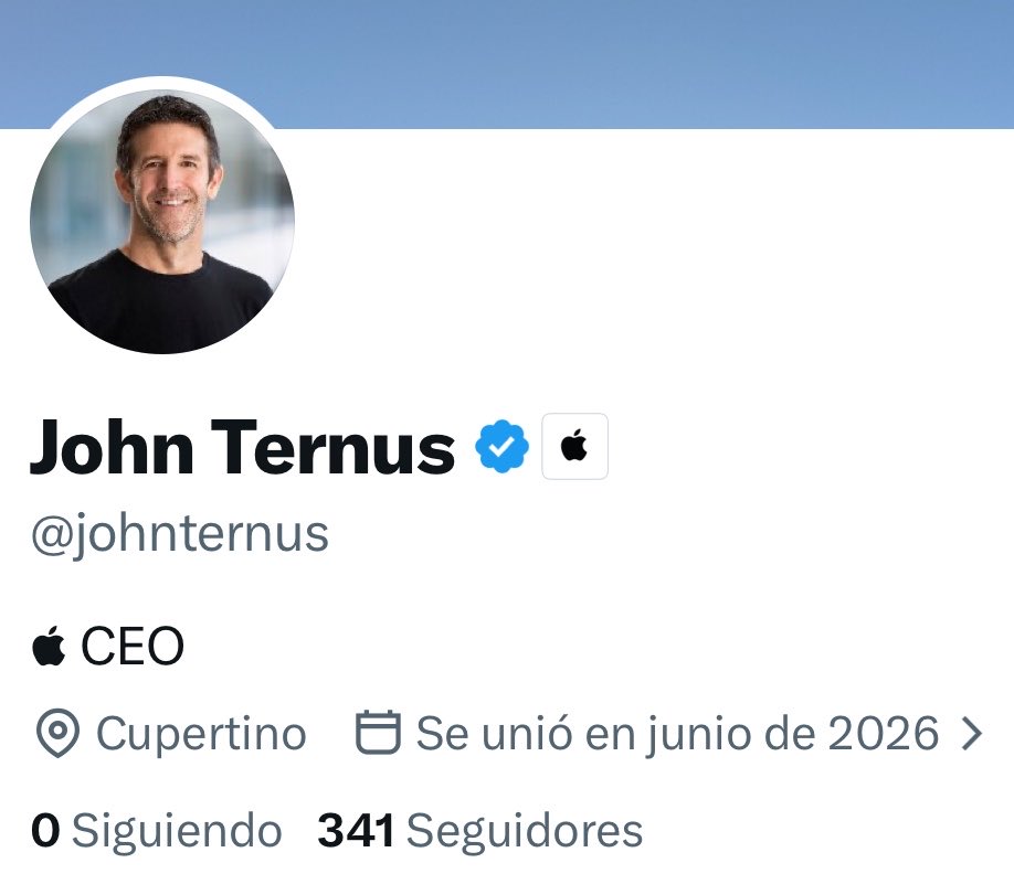 geniusmanu_'s tweet photo. El CEO de Apple, @johnternus está en X.

He sido el seguidor nº342 🫠 https://t.co/3VJctvMtKj