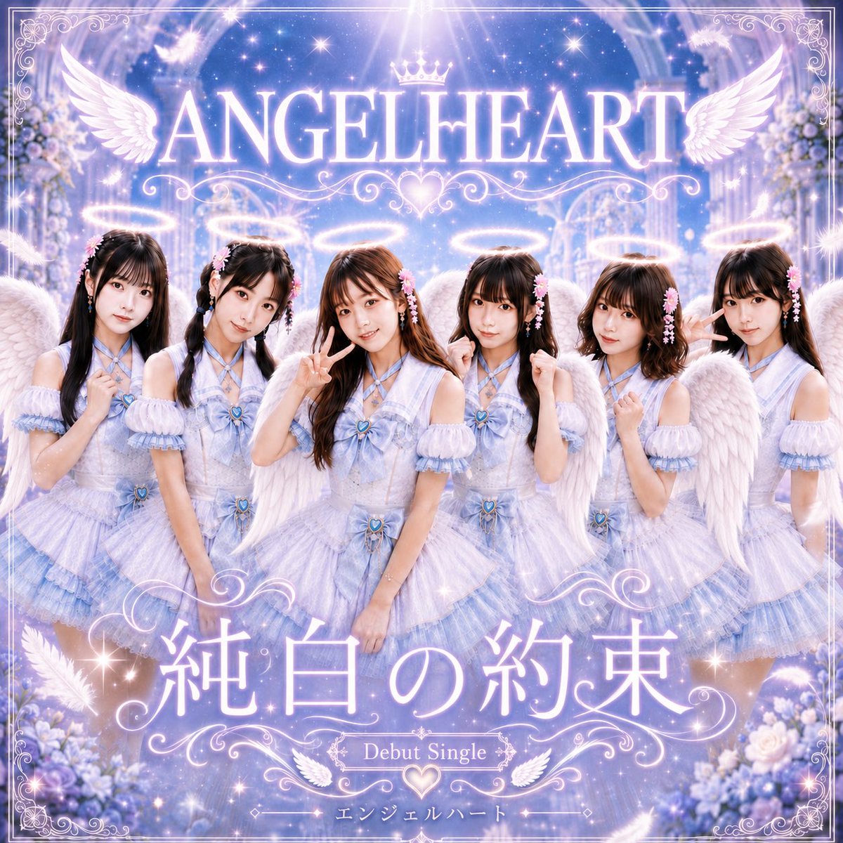 HatuneMiku2014's tweet photo. #AI
 #ChatGPT
 #アイドルグループ
 架空のアイドルグループを作りました。
CDジャケットも作りました。∠( ᐛ 」∠)_
初シングルで純白の約束∠( ᐛ 」∠)_笑 https://t.co/QKOLtURjhL