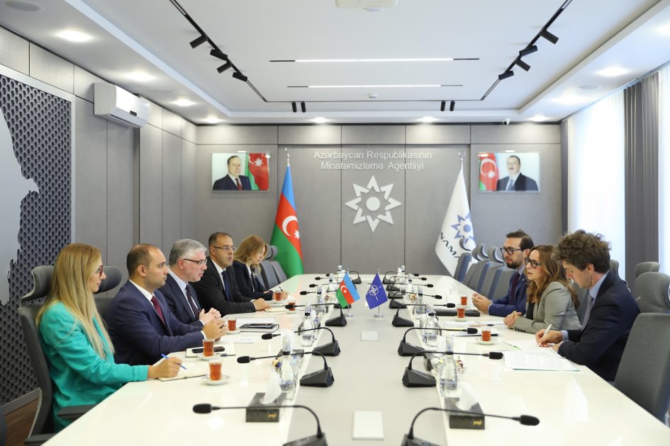 AzMissionNATO's tweet photo. NATO delegation led by Ms. Eirini Lemos-Maniati (@ILEMOU), Head of Arms Control, Disarmament and Non-Proliferation section is on a visit to Azerbaijan 🇦🇿 to participate as a panel speaker in the 4th International Mine Action Conference.

Within the framework of the visit, Samir Poladov, Deputy Chairman of the Mine Action Agency of Azerbaijan (@ANAMA_gov_az) met with Ms. Lemos-Maniati. 

The meeting focused on #Azerbaijan-#NATO cooperation in #humanitarian #mineaction, international support, innovative #demining methods, and Azerbaijan’s participation in current and future Science for Peace and Security (SPS) projects.

Samir Poladov stated that 437 Azerbaijani citizens had been killed or injured in mine incidents since November 2020, stressing the impact of mines on the return of displaced persons, reconstruction efforts, and the environment. He also briefed the NATO delegation on ANAMA’s operations, training activities, the Goygol Training Center, and its international partnerships in humanitarian mine action.

The meeting highlighted the long-standing cooperation between Azerbaijan and NATO in humanitarian demining efforts, including mine clearance, the use of new technologies, and joint projects.

#ANAMA #MineAwareness #MineAction #LandmineSafety
https://t.co/xa4eqKAReq