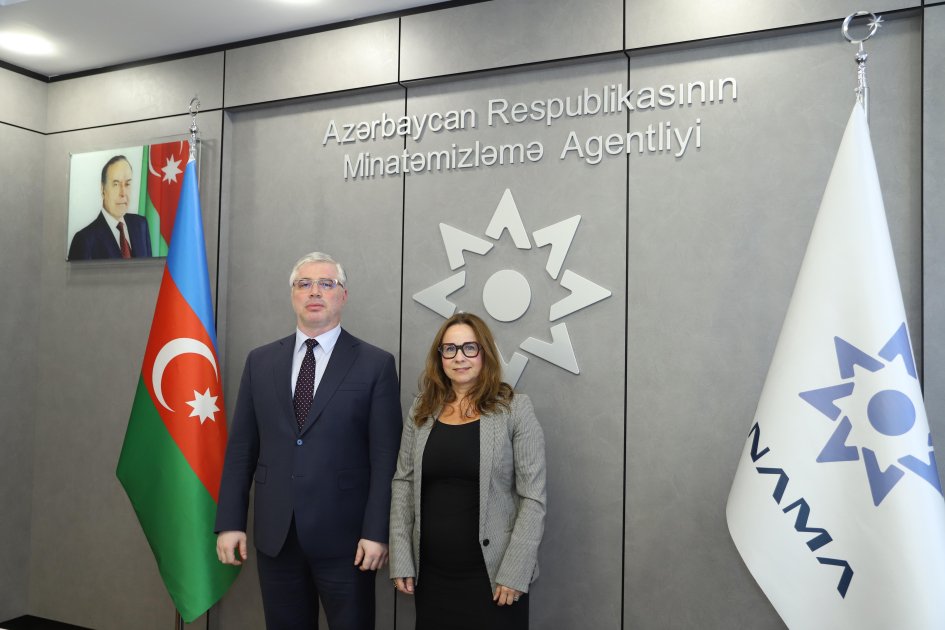 AzMissionNATO's tweet photo. NATO delegation led by Ms. Eirini Lemos-Maniati (@ILEMOU), Head of Arms Control, Disarmament and Non-Proliferation section is on a visit to Azerbaijan 🇦🇿 to participate as a panel speaker in the 4th International Mine Action Conference.

Within the framework of the visit, Samir Poladov, Deputy Chairman of the Mine Action Agency of Azerbaijan (@ANAMA_gov_az) met with Ms. Lemos-Maniati. 

The meeting focused on #Azerbaijan-#NATO cooperation in #humanitarian #mineaction, international support, innovative #demining methods, and Azerbaijan’s participation in current and future Science for Peace and Security (SPS) projects.

Samir Poladov stated that 437 Azerbaijani citizens had been killed or injured in mine incidents since November 2020, stressing the impact of mines on the return of displaced persons, reconstruction efforts, and the environment. He also briefed the NATO delegation on ANAMA’s operations, training activities, the Goygol Training Center, and its international partnerships in humanitarian mine action.

The meeting highlighted the long-standing cooperation between Azerbaijan and NATO in humanitarian demining efforts, including mine clearance, the use of new technologies, and joint projects.

#ANAMA #MineAwareness #MineAction #LandmineSafety
https://t.co/xa4eqKAReq