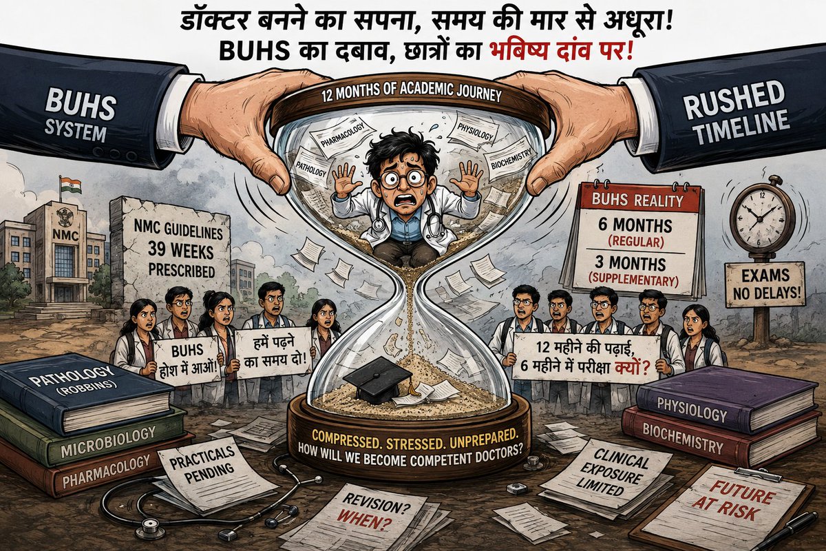 its_ashishk184's tweet photo. Don’t compress medical education just to fit an examination calendar. Students need time to learn, practise, revise and become competent doctors—not simply time to finish a syllabus.
@NMC_BHARAT @MoHFW_INDIA @MSAI_India @official_aimsa
#postponeBUHSExam https://t.co/cOL1y2hPjf
