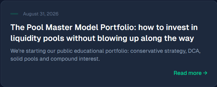 PoolMaster_Fi's tweet photo. We're announcing Pool Master's public portfolio!

Only 3% of investors make money sustainably in crypto. The other 97% repeat the same mistakes from not educating themselves.

At Pool Master we've created a 100% public and auditable Educational Portfolio: 0x261c0A482D2A83E1B3E67F0aa27dD5516B76Ec95

Conservative-profile strategy:

DCA taking advantage of dips
Investing in DEXs and large-cap coins
Long-term compound interest

We post updates monthly — no profit promises, just data.

What do you think of the strategy?

https://t.co/F8uggW7Bxp