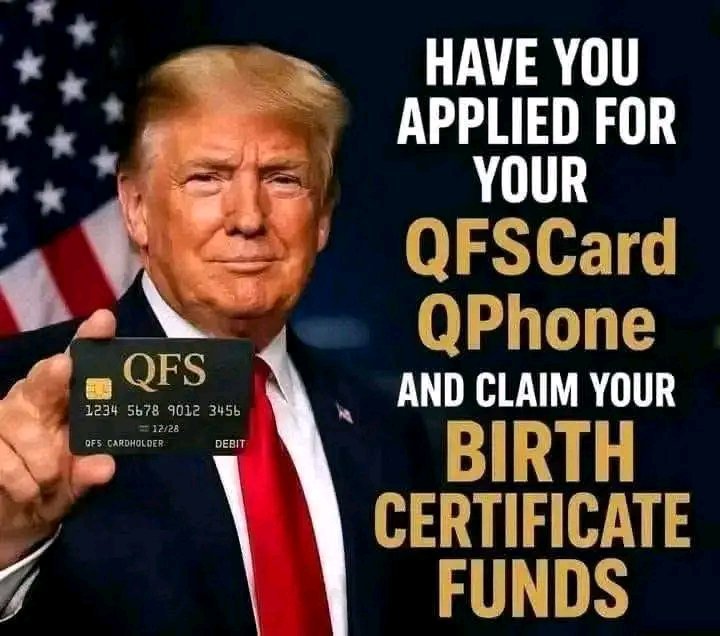 MarieDrucker69's tweet photo. J'espère que vous avez créé votre compte QFS, obtenu votre carte de crédit QFS et votre QPHONE, et réclamé les fonds liés à votre certificat de naissance NESARA GESARA ? https://t.co/EYDV9GC00b