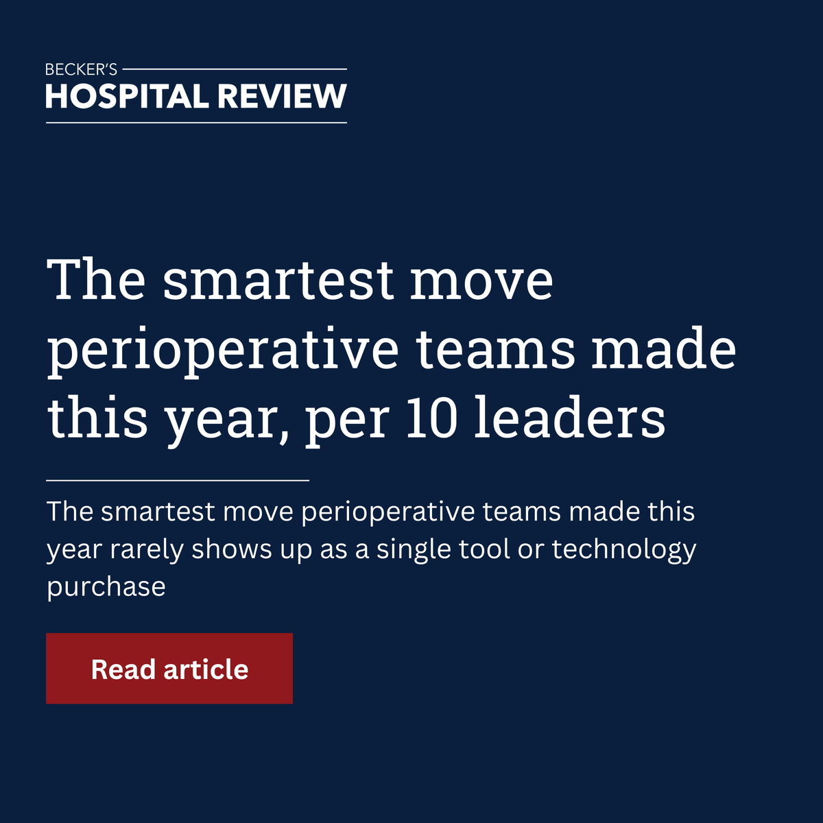 BeckersHR's tweet photo. The smartest move perioperative teams made this year, per 10 leaders.

The smartest move perioperative teams made this year rarely shows up as a single tool or technology purchase.

https://t.co/S3wP8MGe64 https://t.co/5v4DMJsj90