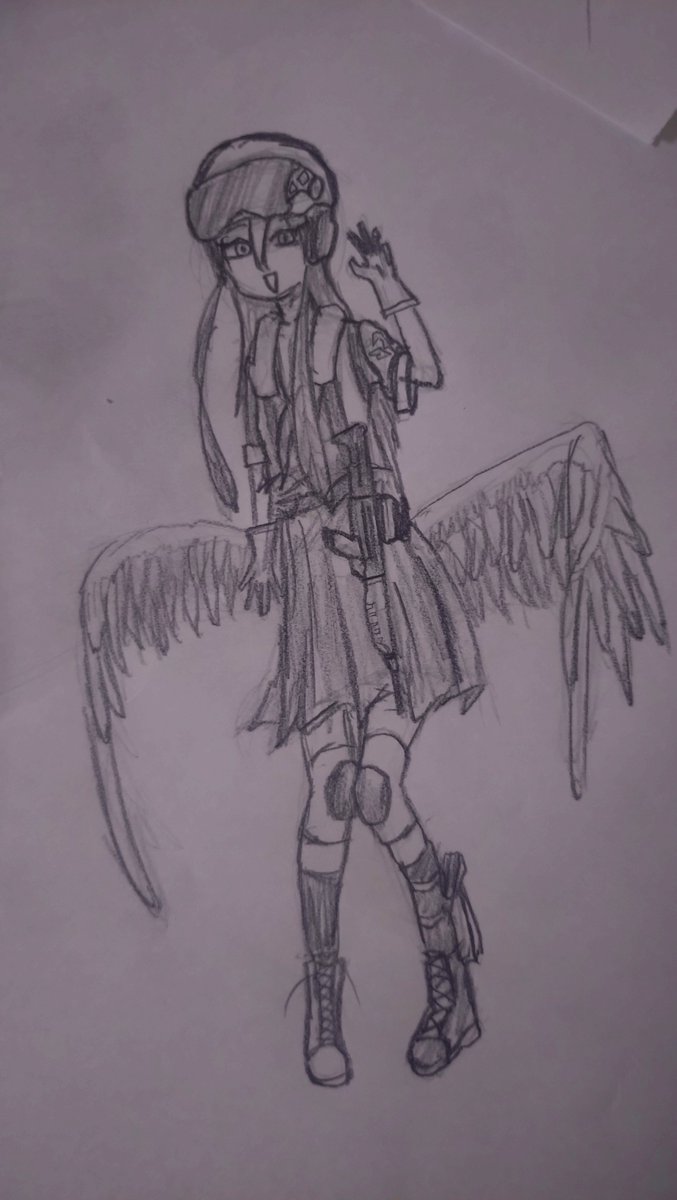 5980_A2's tweet photo. この有翼空挺兵ちゃん良くない？
既存のテーマで作ったからかなり一貫性があると思う。

ところでダイソーにメタシルの模倣品が売られていた。
メタシルより軽くて線は扱いやすいけど、メタシルより濃いので筆圧には注意かな https://t.co/am0GMQT0jf