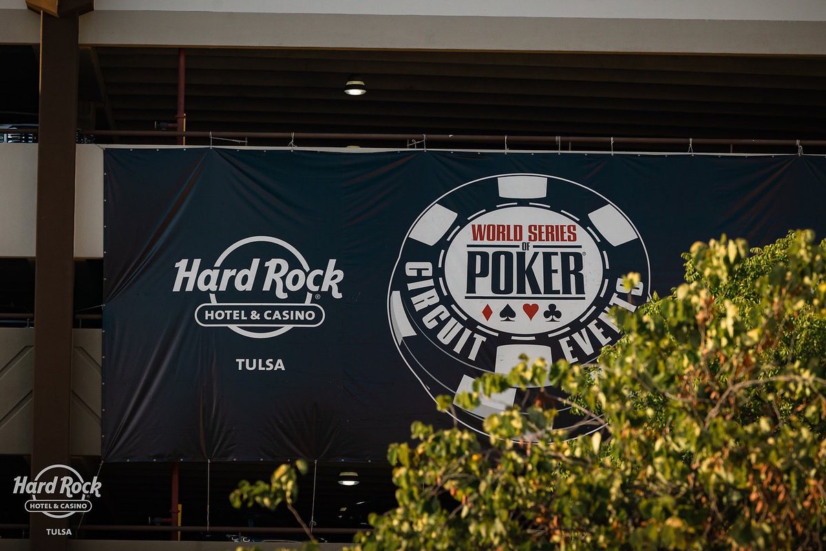 TulsaHardRock's tweet photo. The @WSOP Circuit Tulsa is in Day 7 of 13! ♠️♣️♥️♦️

Today’s events (9/1/26):

11AM - $400 40-40-40 (40k chips, 40 min levels, ages 40+) - Ring #9

4PM - $400 Mystery Bounty NL Hold'em (1-day) - Ring #10

7PM - $140 Nightly NLH - DeepStack https://t.co/DWOevHYboi