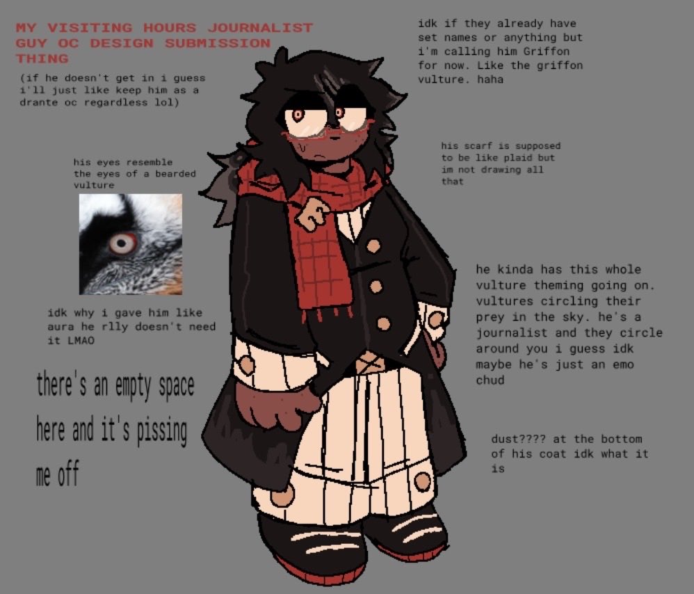 breadry0's tweet photo. okay hereโs my journalist chud for the #drantedesign thing . the quality might be ass because i got too excited to post it that i downloaded it on my phone instead of waiting to get home ๐ญ https://t.co/xjU7SPjZTt