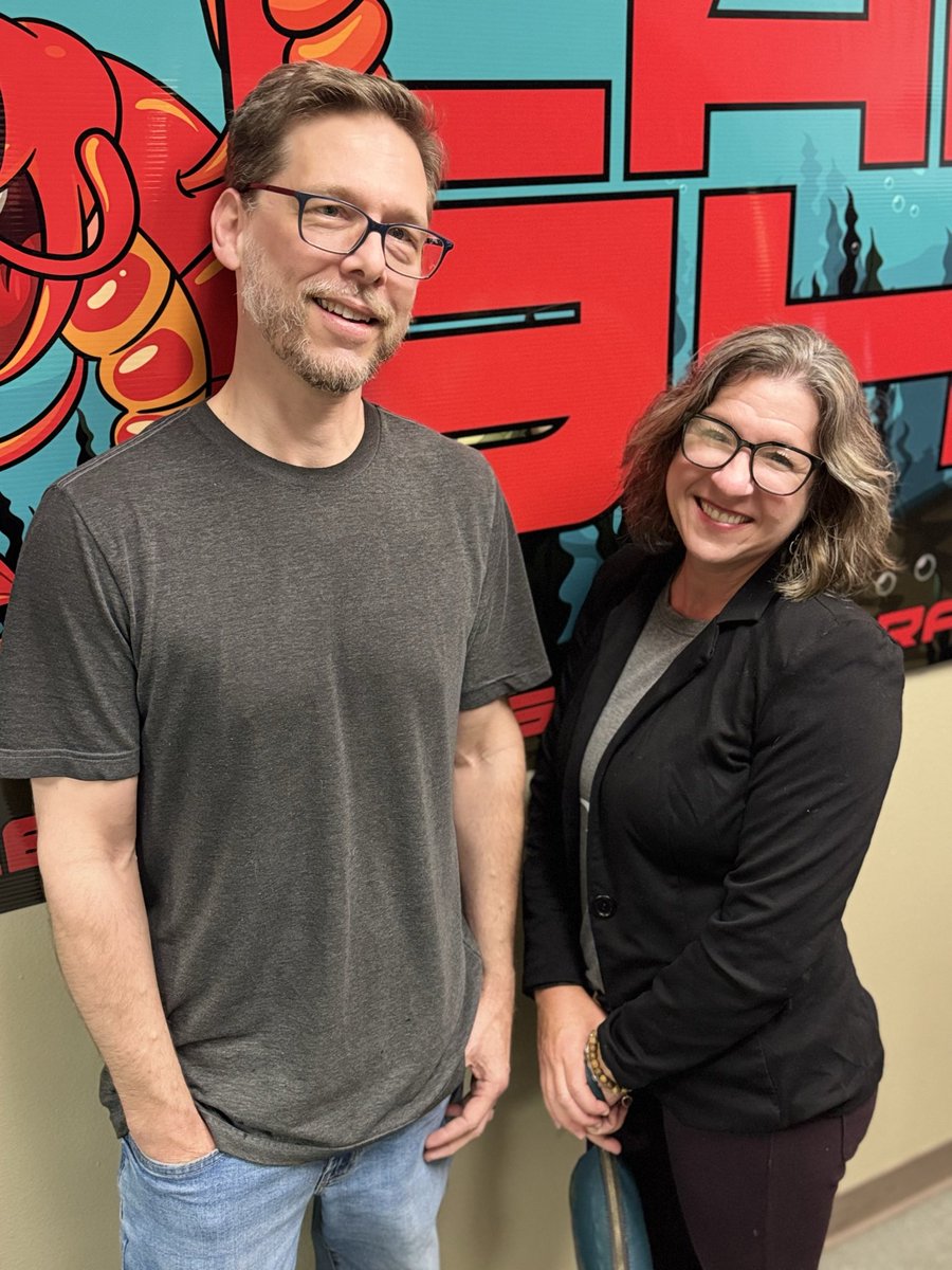 darmandauthor's tweet photo. One final media push at Lake 94.7 with director Julie Keen for our play LATE SHIFT, opening this Friday at 30 by Ninety Theatre! https://t.co/GV8UuDRXXS