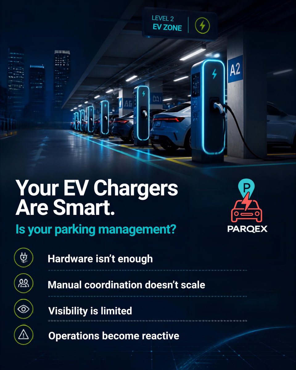 ParqEx_Miami's tweet photo. Smart chargers still need smart operations.
That's where EV parking software comes in.
https://t.co/hnI6X3TXpk
#EVParkingSoftware #EVCharging #ParqEx #ParkingManagement #PropTech #PropertyManagement https://t.co/hMkCZwBeMa