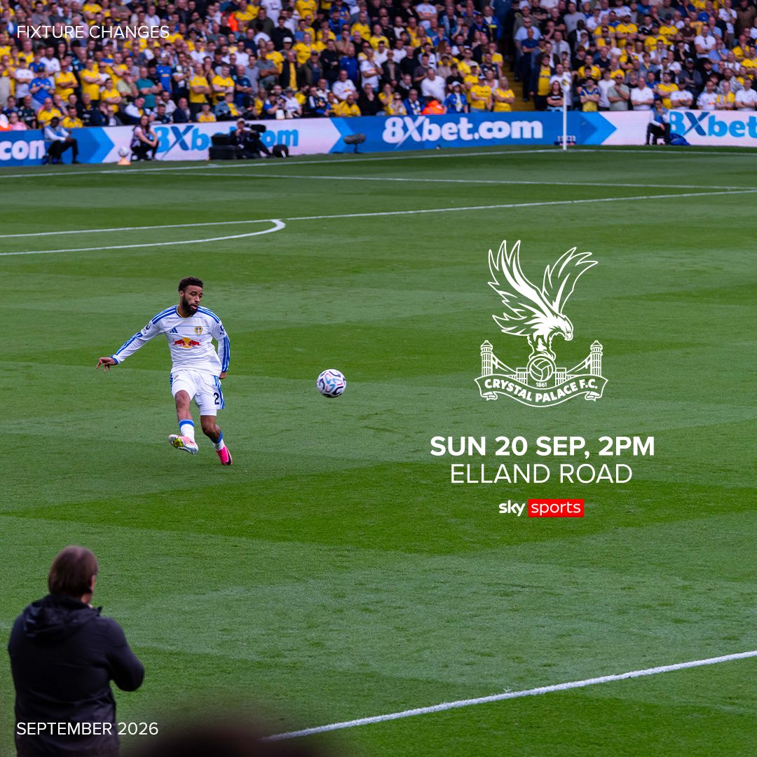 LUFC's tweet photo. 📆 Our fixture against Palace will now kick off at 2pm on Sunday 20 September https://t.co/hJk2XTTIPb