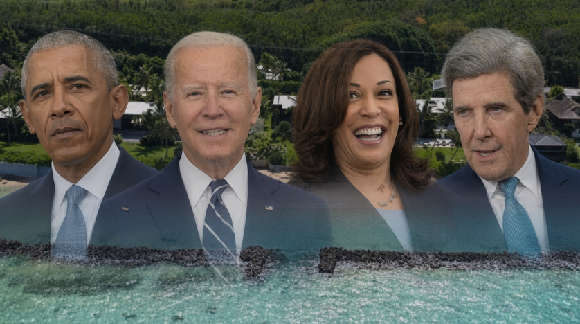SaltyGoat17's tweet photo. Joe Biden, Barack Obama, Kamala Harris and John Kerry all have something in common

They ALL push the "climate change" and "ocean rising" BULLSHlT!!

Know what else the have in common?

They all own beachfront properties!!

Sort of odd for a crew telling the world beaches are about to be wiped out isn't it?