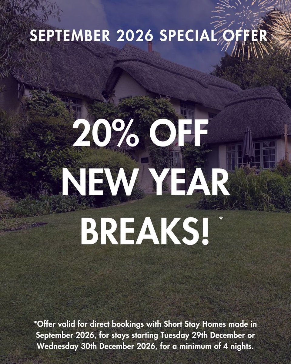 ShortStay_Homes's tweet photo. Enjoy 20% off a short break, to see in the New Year with our September offer!* 🎆

https://t.co/UzjZC9Eaiy

#NewForest #NewYear #FamilyHoliday #Staycation #DogFriendly #HotTubBreaks https://t.co/f0y7CttWEL