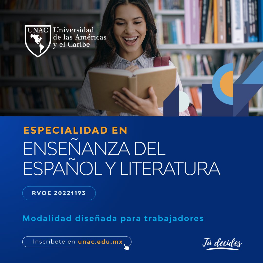 UNACMexico's tweet photo. Las palabras forman ideas y transforman perspectivas. 📚

Con la Especialidad en Enseñanza de Español y Literatura, fortalece tu práctica docente y descubre nuevas estrategias.

💻 Plataforma 24/7
📍 Modalidad mixta
✅ RVOE
Inscríbete 👉 https://t.co/eLYkz4m1n1 https://t.co/SqViMT6kNH