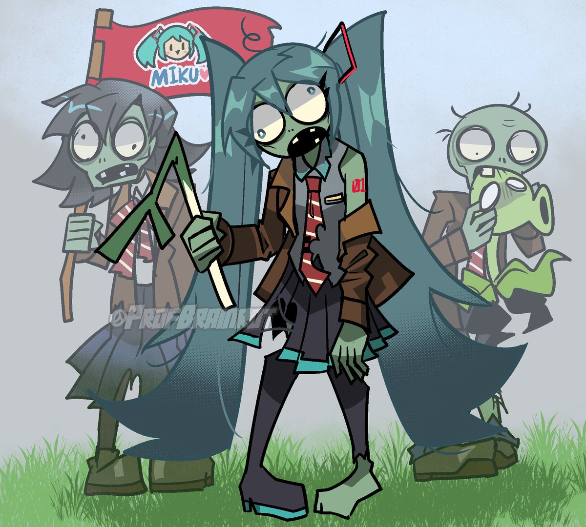 Profbrainrot's tweet photo. Hatsune Miku but something BRAAAAINZ wrong #pvz #pvzfanart https://t.co/UXEW1Z9tnC