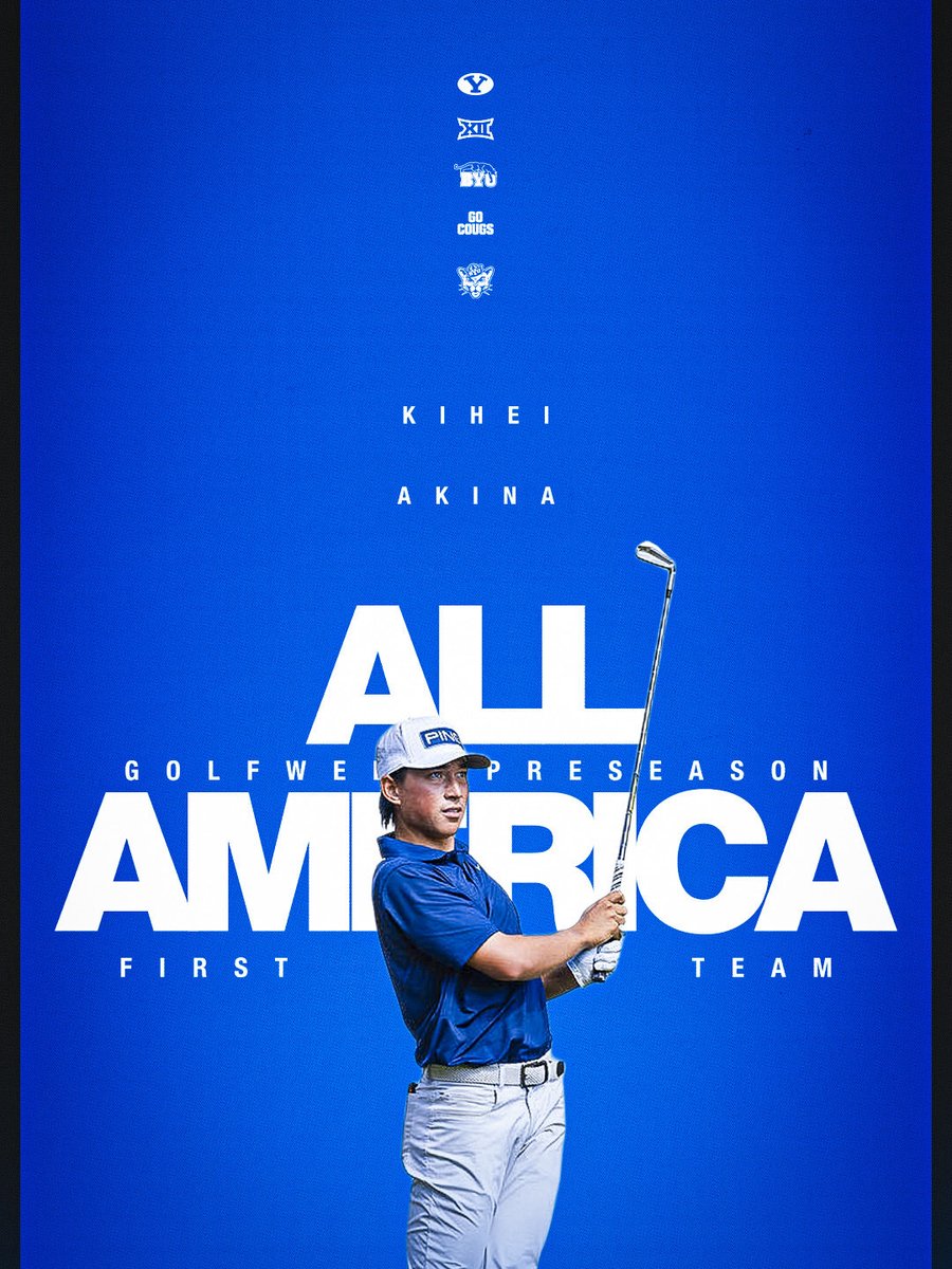 BYUmgolf's tweet photo. WRITE IT DOWN ✏️

Kihei Akina was named to Golfweek’s Men’s College Golf Preseason All-America First Team. https://t.co/DTopXqved9