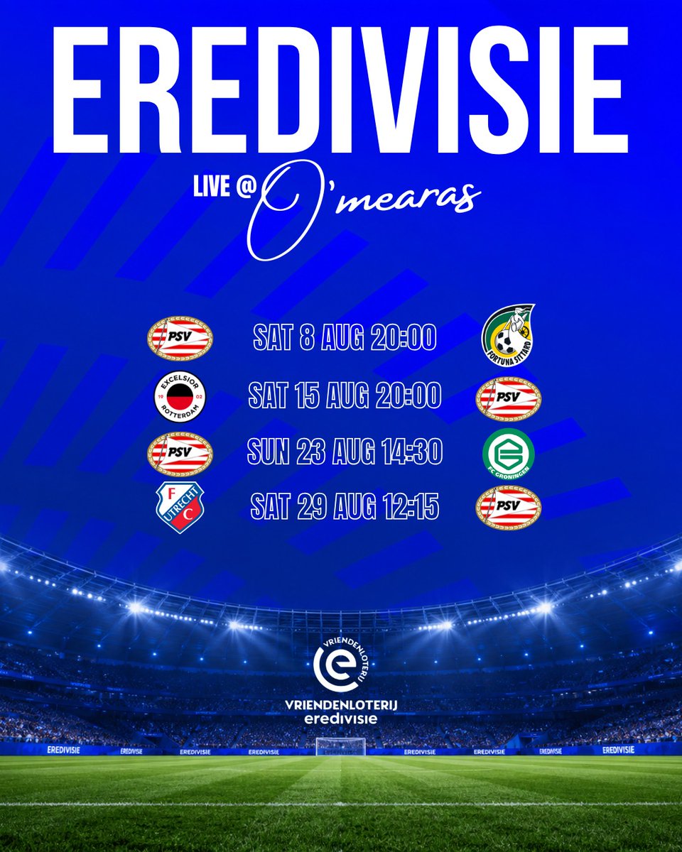 hamiltonsara567's tweet photo. The Eredivisie is taking over the screens at O’Mearas! Big matches, cold pints and four thrilling days of Dutch football. Gather your mates and cheer on your team from kick-off to the final whistle. See you at the pub! https://t.co/xCQ7IThCHI