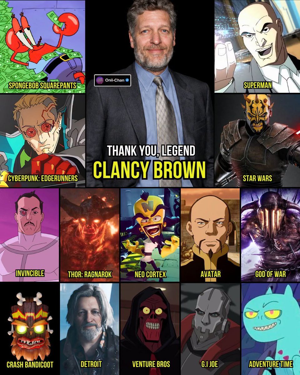 oniichanph's tweet photo. Clancy Brown has one of those rare careers where one generation recognizes his face, another recognizes his voice, and both immediately know they’re watching someone memorable. 🎙️🔥

For more than four decades, Brown has moved between live action, animation, and gaming without ever being confined to one kind of character. He can make Mr. Krabs hilarious, Lex Luthor terrifyingly intelligent, and Hank Anderson feel painfully human, all while bringing the same unmistakable presence to major film roles.

Some of his most popular roles include:
Mr. Krabs (SpongeBob SquarePants)
Lex Luthor (Superman: The Animated Series / Justice League)
Hank Anderson (Detroit: Become Human)
Captain Byron Hadley (The Shawshank Redemption)
The Kurgan (Highlander)
Sgt. Zim (Starship Troopers)
Savage Opress (Star Wars: The Clone Wars)
Surtur (Thor: Ragnarok)
Long Feng (Avatar: The Last Airbender)
Doctor Neo Cortex / Uka Uka (Crash Bandicoot)
Hades (God of War III)
Red Death (The Venture Bros.)

What makes Brown so respected is his ability to make authority, menace, humor, and vulnerability all feel equally natural.

Clancy Brown didn’t become legendary through one defining role. He built a career full of them 💯
