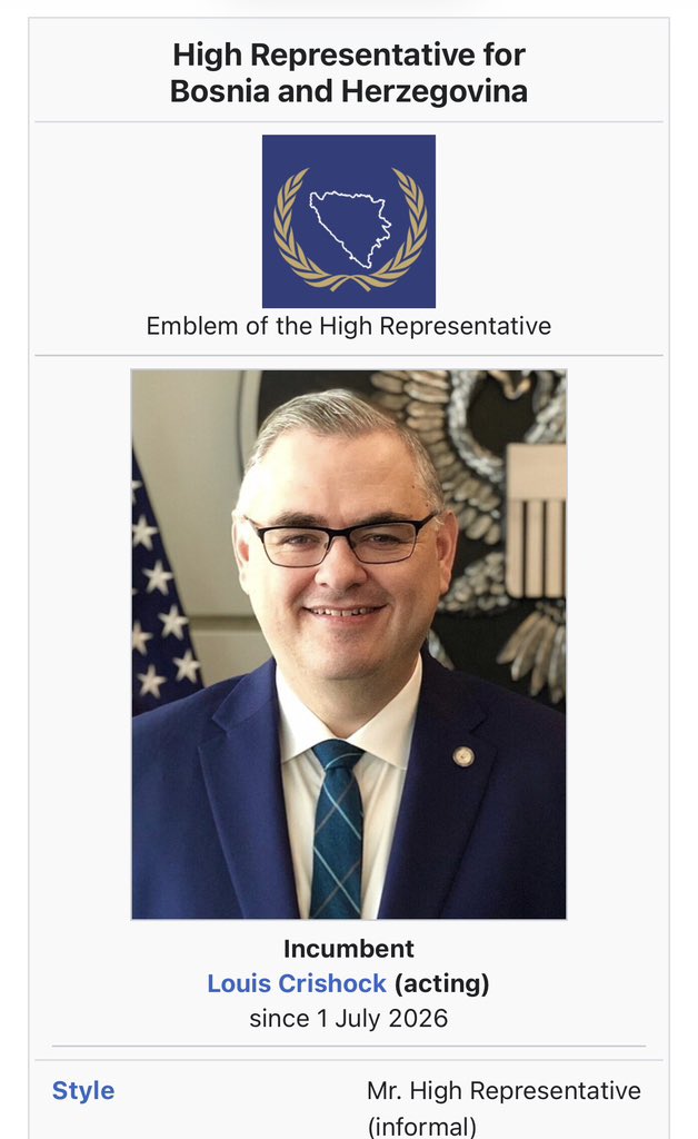 LinkofSunshine's tweet photo. I feel like not enough people have mentioned that some random American  from Virginia is essentially the dictator of Bosnia and Herzegovina https://t.co/zi400hrOVb