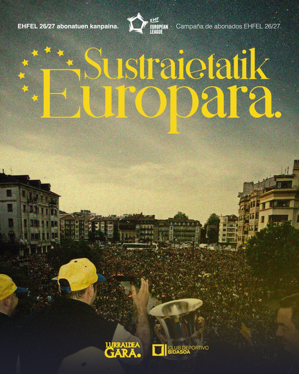 CDBidasoaIrun's tweet photo. 🙌 ¡Abierta la campaña de abonados de la @ehfel_official 26/27!

ℹ️ El viernes 11 de septiembre abriremos la venta de abonos para personas no abonadas

✨ Europako gauak bueltan daude

👀 Toda la información: https://t.co/gYOYpXdJjy

#AupaBidasoa💛 #IrundikEuropara✈️ https://t.co/UN65ohWrY7