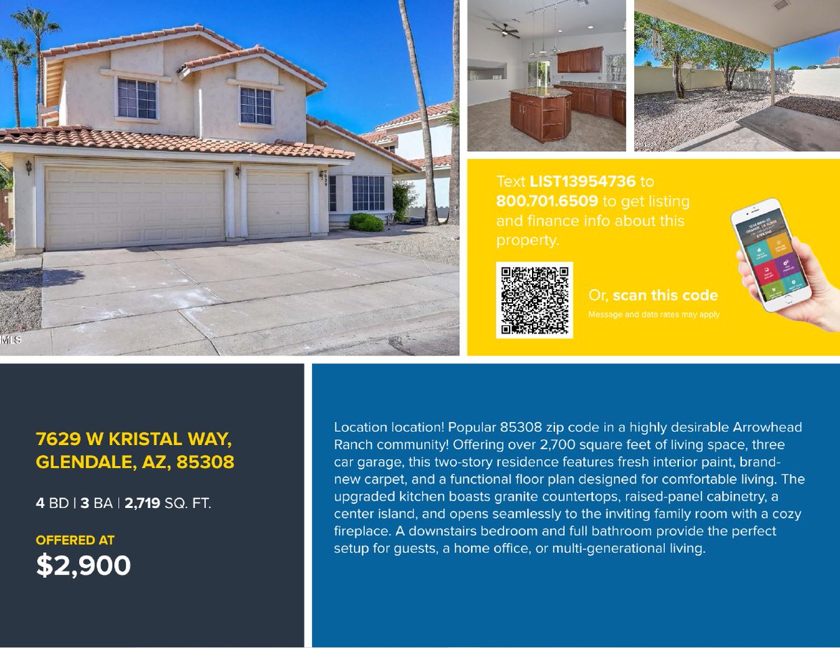 Position_Realty's tweet photo. Location! Location! Looking for a large home for lease in Arrowhead Ranch, look no further. Come tour this beautiful home today! Call today - (480) 213-5251 https://t.co/c7uHMY19tc