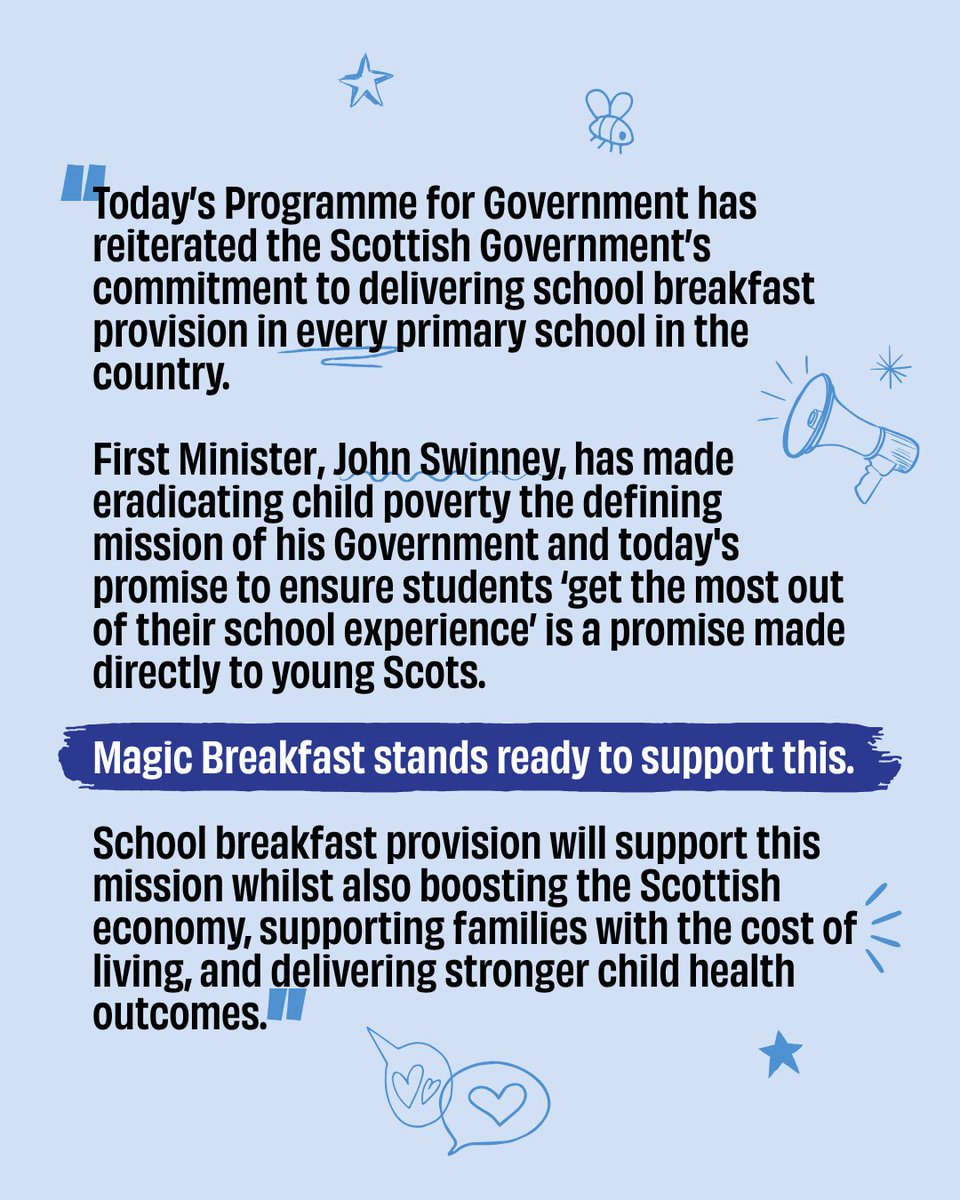 magic_breakfast's tweet photo. #SchoolBreakfast provision will be the biggest change to the Scottish school food system in over half a decade. 🍎✨

The new #ProgrammeForGovernment from @scotgov and @JohnSwinney promises to make this happen for every primary school by next August.
 
📖 Read our response https://t.co/vQnssO7SmT