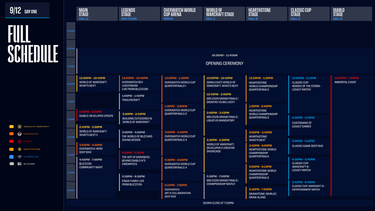 Blizzard_Ent's tweet photo. Wake up ⏰ #BlizzCon2026 Schedule just dropped! https://t.co/gp2AwfkGmb