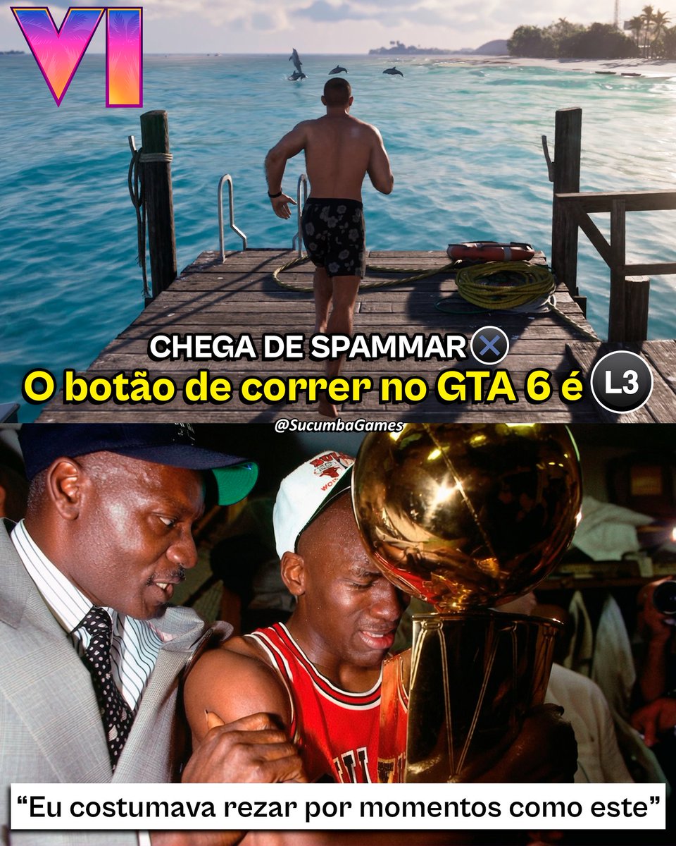 SucumbaGames's tweet photo. GTA 6 mudou a mecânica de corrida, em vez de ter que spammar o X, agora o botão é o L3.

A informação foi revelada por MikeShowSha. Ele não especificou se é apenas um clique para alternar entre andar e correr ou se é necessário segurar o botão. No entanto, considerando que o Red Dead Redemption 2 tem a opção alternativa de correr no L3 e que ela funciona por alternância (toggle), é provável que seja o mesmo.