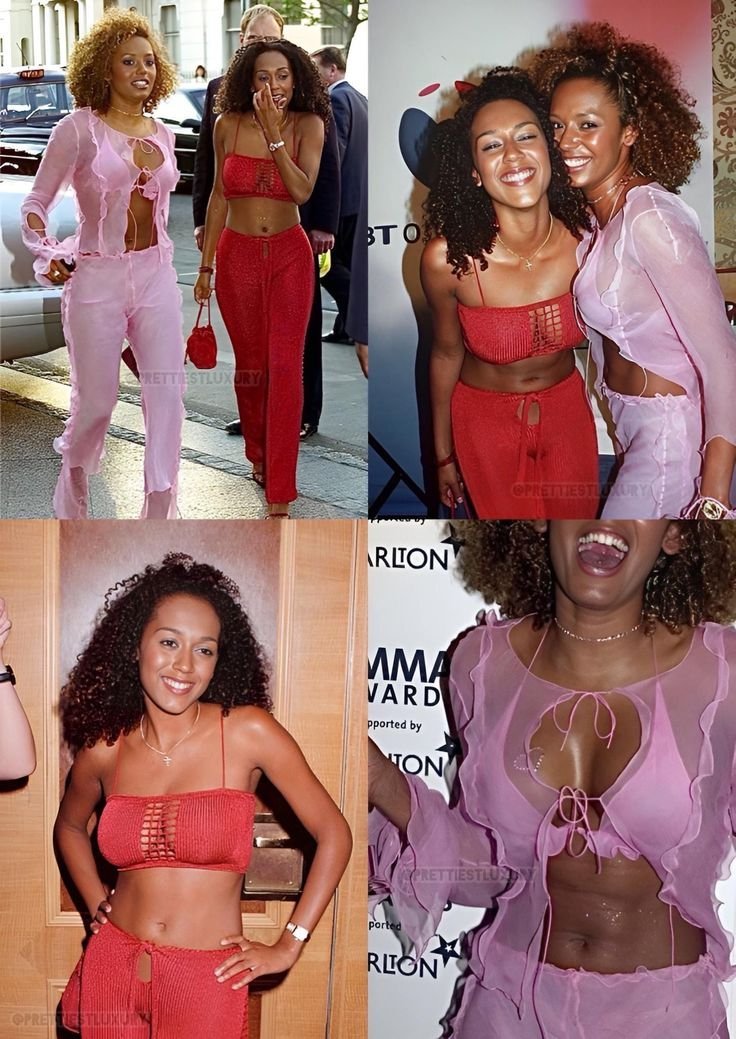 paige__gm's tweet photo. Melanie Brown (Mel B) of the Spice Girls alongside her younger sister, Danielle Brown, captured together at an event around 2000 https://t.co/4BgGagRuBC