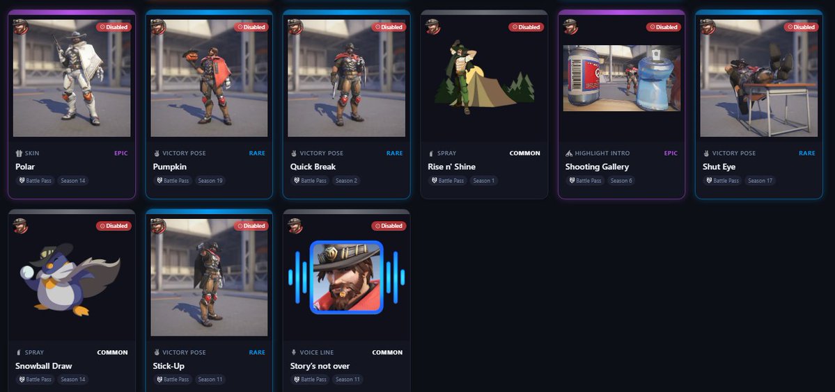 ekliipsa's tweet photo. ⭐All #cassidy cosmetics returning in the unvaulted update! #overwatch https://t.co/lE3BFDJDAg