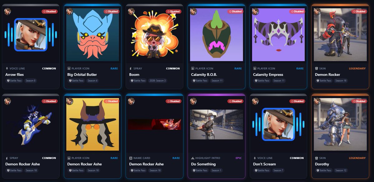 ekliipsa's tweet photo. ⭐All #Ashe cosmetics returning in the unvaulted update! #overwatch https://t.co/m1Y47BipNz