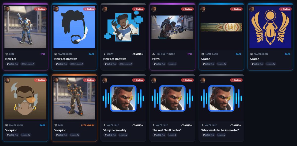 ekliipsa's tweet photo. ⭐All #Baptiste cosmetics returning in the unvaulted update! #overwatch https://t.co/bqiqNgeVgI