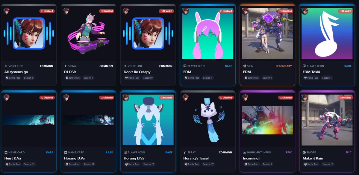 ekliipsa's tweet photo. ⭐All #Dva cosmetics returning in the unvaulted update! #overwatch https://t.co/UddbJYrbWH