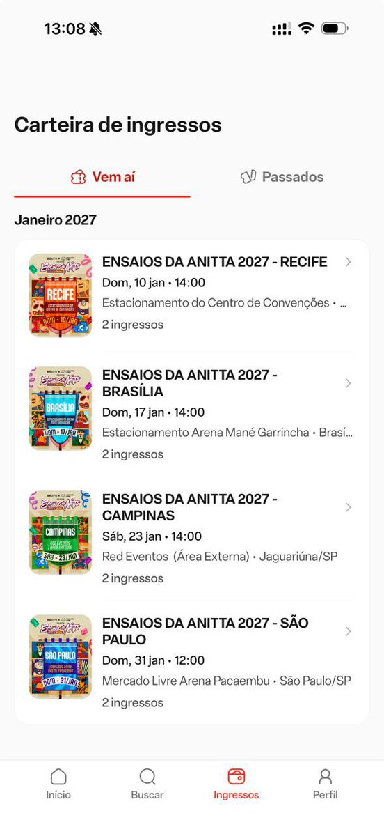 JJacometto's tweet photo. ANITTA, TU ME PEGA MULHER 😭😭😭

Eu aqui com a batedeira no coração, me tremendo igual vara verde, achando que ia perder os ingressos, mas DEU CERTO. Recife, Brasília, Campinas e São Paulo garantidos. Faltou Curitiba porque aparentemente meu sistema nervoso também tem limite. https://t.co/viKOAIzwnp