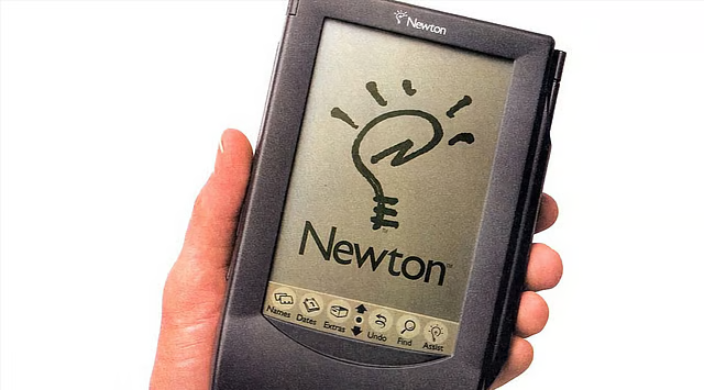 rimshotius's tweet photo. @brockpierson I actually had one of these, and they were pretty good at what they did.

They would probably have taken the market that Palm Pilot claimed had Jobs not killed it when he returned to Apple — allegedly because it was one of John Scully's pet projects, and he hated Scully. https://t.co/cUtLGoKFax