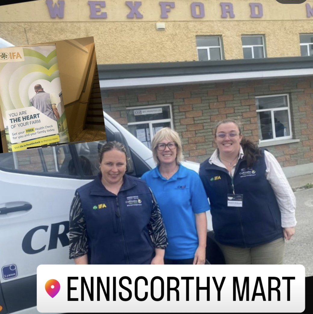 JacWhelanFagan's tweet photo. Thanks to WFC Enniscorthy Mart for hosting us today for our Farmer Health Checks @CroiHeartStroke @IFAmedia Lots of engagement with farmers and ongoing concerns with the upcoming CAP https://t.co/zp9RQmRHp0
