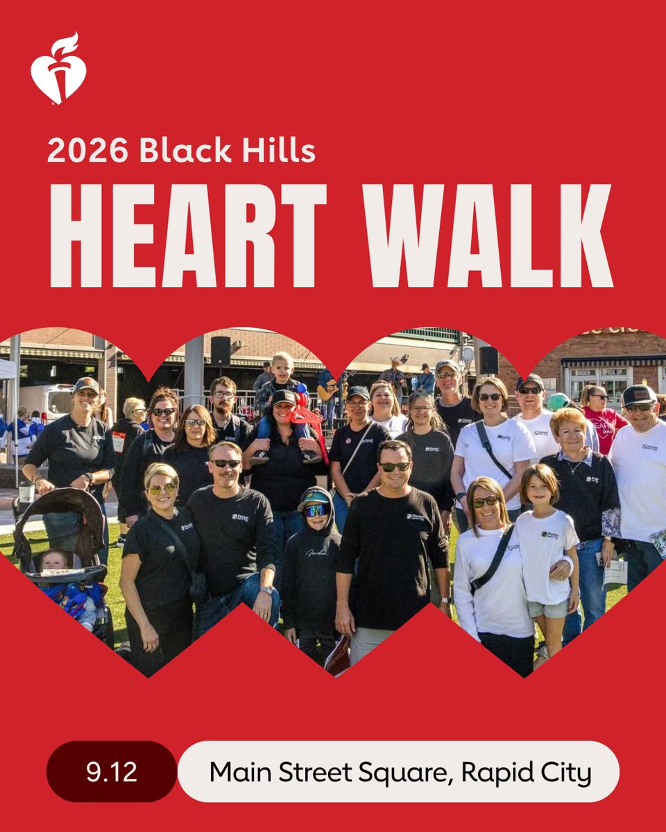 BankPioneer's tweet photo. We're excited to be participating in the Heart Walk on September 12 in Downtown Rapid City! ❤️
Come and walk with us. Save the date and register today: https://t.co/m2UNoXdJgM

Pioneer Bank &amp; Trust: Member FDIC
#Local #SouthDakota #BlackHills #PioneerBankandTrust #HeartWalk https://t.co/zXHDNutx0l