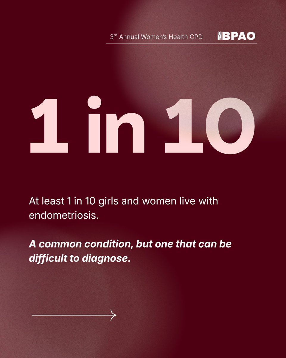 thebpao's tweet photo. The endometriosis diagnostic gap is real. What are we missing?

Join us Nov. 21 for BPAO’s Women’s Health CPD as we explore endometriosis across the lifespan.

✨ Early Bird ends September 15
🔗 Register: https://t.co/9LmbTu3wyH https://t.co/LMvSQDFqaM
