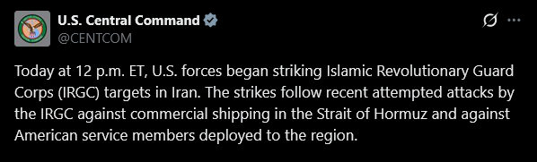 tdn_post's tweet photo. 🇺🇸 Las fuerzas estadounidense ha atacado objetivos del Cuerpo de Guardianes de la Revolución Islámica en Irán.
En respuesta a los ataques de Irán contra el transporte marítimo en el Estrecho de Ormuz y contra miembros del servicio estadounidense desplegados en la región. https://t.co/eHLs11qXCp