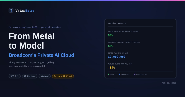 vExpert's tweet photo. From Metal to Model: Broadcom’s Private AI Cloud Pitch at VMware Explore 2026 – #vExpert Tommy Grot https://t.co/G6TQBhJUXb https://t.co/9HUXHdwUyD