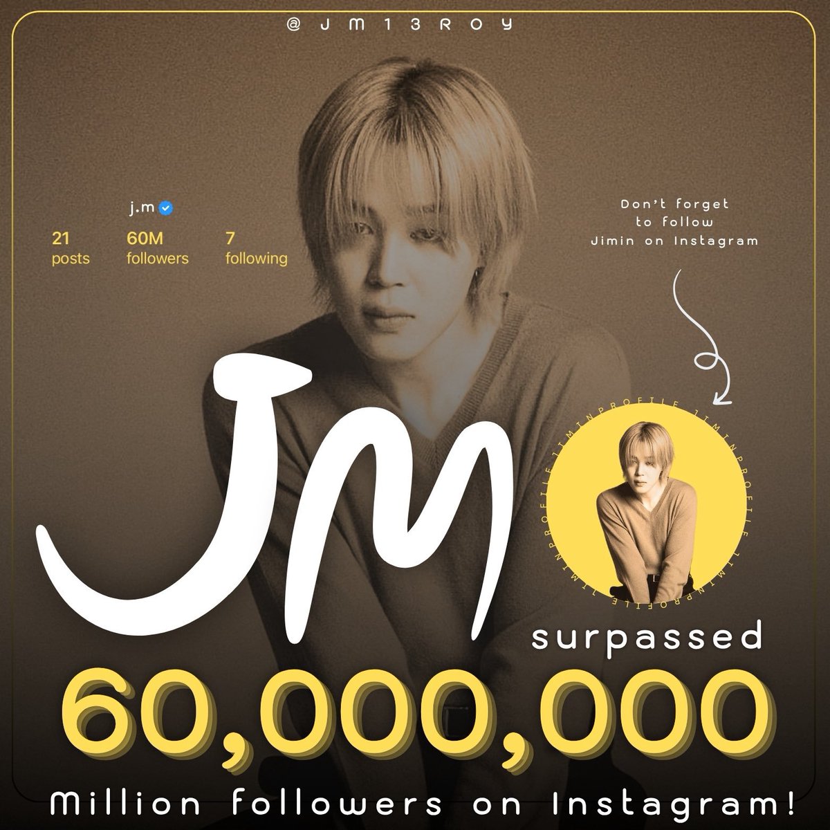 Gu_Zelia_PJMs's tweet photo. @JiminTrendss JIMIN JIMIN 
CONGRATULATIONS JIMIN 
JIMIN 60M ON INSTAGRAM 
#JiminInstagram60M https://t.co/zO09bDDtJq