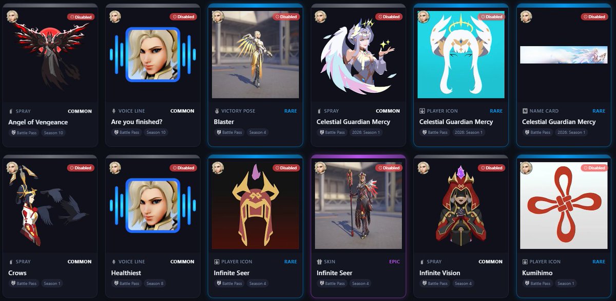 ekliipsa's tweet photo. ⭐All #mercy cosmetics returning in the unvaulted battlepasses! #Overwatch https://t.co/V990hAN6Hq