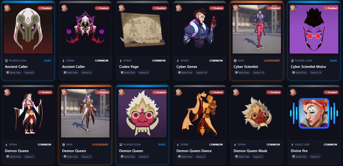 ekliipsa's tweet photo. ⭐All #moira cosmetics returning in the unvaulted battlepasses! #Overwatch https://t.co/q0wQWhujdy