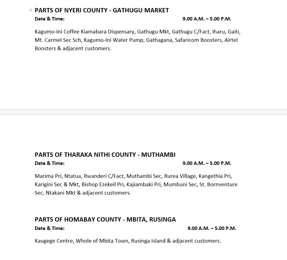 KenyaPower_Care's tweet photo. Good evening, Please find attached the list of areas scheduled for planned power maintenance tomorrow, 2nd September 2026. ^WN https://t.co/nTQo0PeTDn