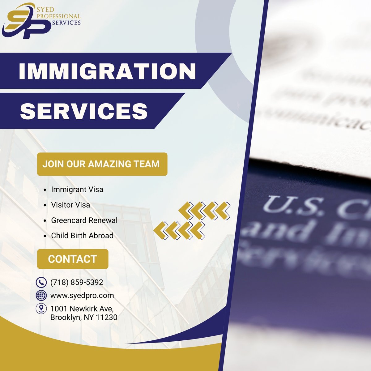 InfoSyedpro's tweet photo. Navigating complex immigration filings, renewing a green card, or documenting a child born overseas shouldn't cause unnecessary stress for your family. Having your paperwork properly structured and submitted on time prevents costly delays and gives you peace of mind. https://t.co/LqCpUjItlt