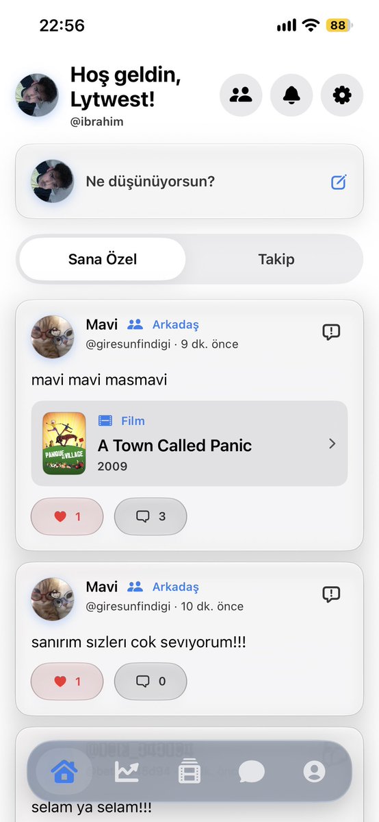 appminelya's tweet photo. Sosyal Feed arayüz tasarımı güncellendi, mesajlara cevap verme, beğenme özelliği güncellendi. 

Gönderi paylaşırken dizi/film önerisi de yapılabilmekte 🙃

Ayrıca uygunsuz mesajlar, görseller için şikayet/bildirim butonu eklendi. https://t.co/xCfT7pPkN1