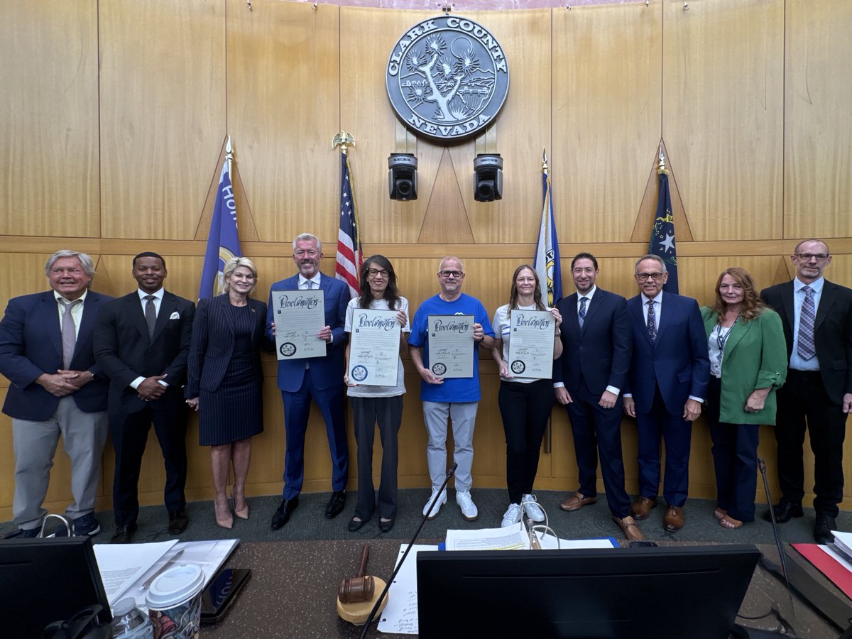 ClarkCountyNV's tweet photo. Recognizing a special group of survivors. Commissioners honored Clark County participants in the 2026 @TransplantGames.

Held every 2 years, organizers say the games are designed to honor donors, celebrate second chances, and inspire more people to become organ donors. https://t.co/3hduaLu1U5