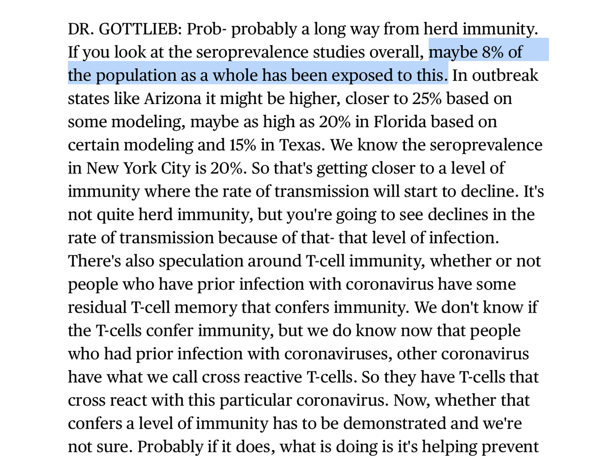 jeffreytucker's tweet photo. 🔥This from Rand Paul's latest documents is a huge and shocking data point, worth further investigation. 

It suggests that the CIA and Pfizer knew they were lying to the public on the very need for a Covid shot at all. By the time of release, according to their own math, shared only privately, we would already have achieved herd immunity. 

On May 7, 2020, CIA Chief Operating Officer Andy Makridis led a briefing with Pfizer's Scott Gottlieb. The CIA summary of the meeting: "On 'herd immunity' Dr. Gottlieb...believes nationally, the seroprevalence is about 20-25% which is insufficient for herd immunity at the R₀ (BRR) value of 3." 

Screenshot attached. In the same time frame, he was telling the public it was low around 8%. Even 3.5 months later, August 16, 2020, he was STILL claiming a low seroprevalence rate nationally. Screenshots attached. 

What this means: both Gottlieb AND the CIA KNEW early on that endemicity would be obtained by the time of the shot release. They lied in public while telling the truth in private. https://t.co/cdt1wq0dld